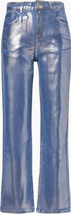 Amy Lynn Womens Soho Metallic Patterned Five Pocket Pants - Blue - Size: 12/32in