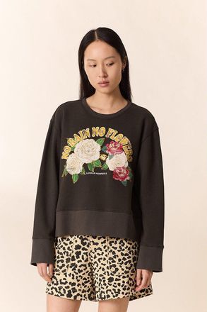 Leon & Harper Bedrukt en geborduurd sweatshirt met ronde hals, SORBET