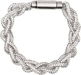 Acne Studios crystal-embellished cord bracelet - unisex - Brass/Resin - L - Silver