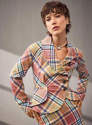 Vivienne Westwood Womens Stormy checkered asymmetrical jacket