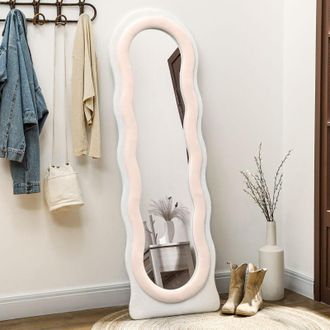 HOMCOM Homcom - Full Length Mirror, Standing, Leaning or Wall Mirror, White and Pink