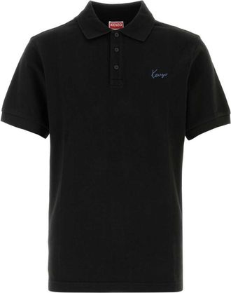 Kenzo Black Solid Shirt Collar Polo