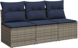 vidaXL Garden Sofa Grey and beige 165 x 62 x 69 cm Poly rattan Vidaxl