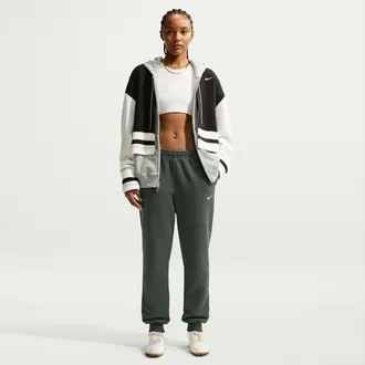 Nike Womens Studio Fleece Medium Weight Mid-Rise Jogger Pants in Green | IR8306-303
