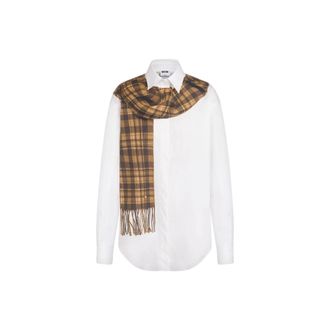 Moschino Gedrukte Katoenen Popeline Blouse - Dames - Blouses & Shirts - Wit - Maat: XS Katoen