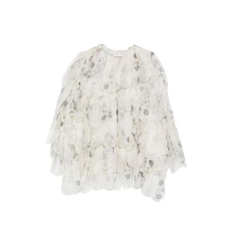 Max Mara Chiffon Floral Ruffled Jacket