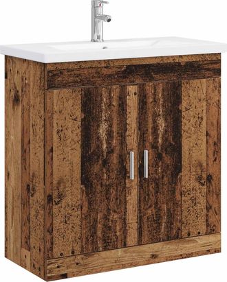 vidaXL Juego De Muebles De Ba&ntilde;o Madera Envejecida 81 X 40 X 84,5 Cm Vidaxl