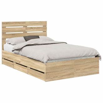 vidaXL Estructura De Cama Roble Sonoma 120 X 190 Cm Madera Ingenieril Vidaxl