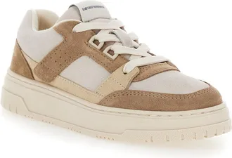 Emporio Armani Boys Sneakers Suede Beige Cow Leather Trainers