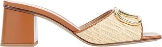 Valentino Garavani Beige Textured Logo Heels