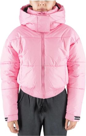 Disclaimer Winter Jackets, female, Pink, Size: XS Short Nylon Parka Jacket Women