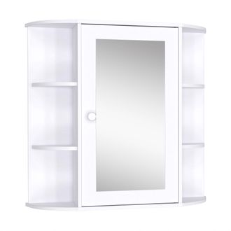 HOMCOM Pensile Da Bagno In Legno Bianco Armadietto Con Specchio E Ripiani - Homcom