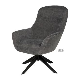 Koketto Home Butaca tapizada gris oscuro base metalizada negro
