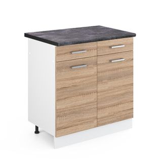 Vicco Mueble Bajo De Cocina R-line, Sonoma, 80 Cm, Et Antracita