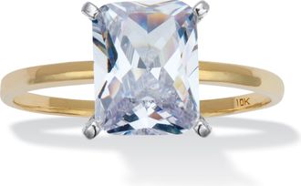 Palm Beach Jewelry 2 TCW Emerald Cut CZ 10k Gold Engagement Ring