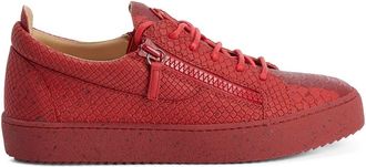 Giuseppe Zanotti Frankie snakeskin-effect double-zip low-top sneakers - men - Leather/Rubber/Fabric - 50 - Red