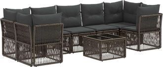 vidaXL Conjunto De Sof&aacute;s De Jard&iacute;n 8 Uds. Gris Rat&aacute;n Sint&eacute;tico Vidaxl