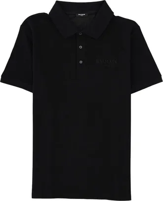 Balmain Black Shirt Collar Polo