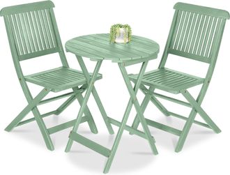 Best Choice Products 3-Piece Acacia Wood Bistro Set, Folding Patio Furniture w/ 2 Chairs, Table - Mint