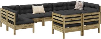 vidaXL Set De Sof&aacute;s Jard&iacute;n 9 Pzas Con Cojines Madera Pino Impregnada Vidaxl
