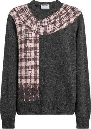 Moschino Truien & Vesten, Dames, Grijs, XL, Wol, Pullover van wol-zijdeblend met inlegwerk
