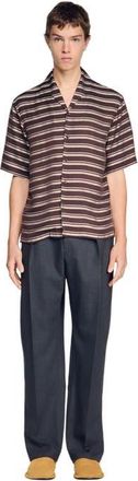 Sandro Striped boat neck shirt in Chocolate at Nordstrom, Size Xx-Large
