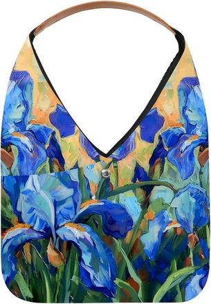 Generic Blue Blue Irises Art Painting Reusable Lightweight Grocery Bags - Foldable Into Compact Pouch, Washable & Sturdy, Multipurpose for Shopping and Travel