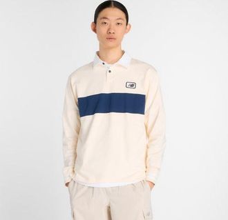 New Balance Uomo Rugby Shirt in Beige, Jersey di Cotone, Taglia 2XL