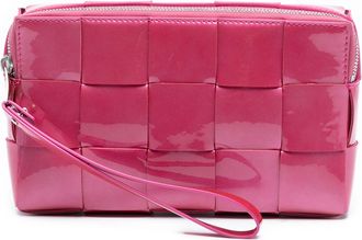 Bottega Veneta Pre-owned Womens Patent Intrecciato Cassette Clutch - Dusty Pink Leather - One Size