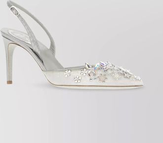 Rene Caovilla pointed toe embellished lace pumps
