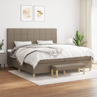 vidaXL Vidaxl - Cama Box Spring Con Colch&oacute;n Tela Gris Taupe 200x200 Cm