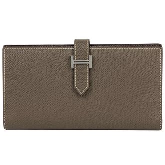 Herm&egrave;s Beige Etoupe Gray Soufre Epsom Leather Long Wallet (Bi-Fold) (Pre-Owned)