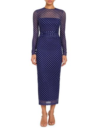 Amanda Uprichard Zoey Dress In Navy Polka Dot