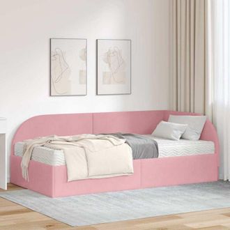 vidaXL Estructura De Cama Esquina Con Colch&oacute;n 2 Pcs Gris Terciopelo Vidaxl