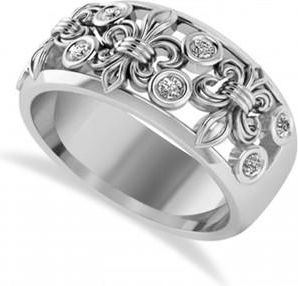 Allurez Diamond Fleur De Lis Bezel Ring 14k White Gold (0.16ct)