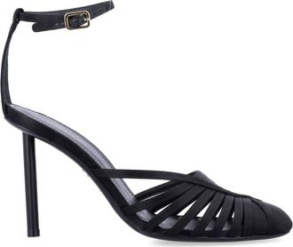Ferragamo Ermelia Sandalen - Dames - Sandalen met hakken - Zwart - 40 1/2 EU - Satijn - Schoenen