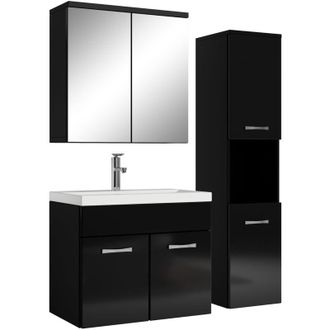 Badplaats Badplaats - Mobile da bagno Montreal 60cm Nero Lucido - lavabo armadietto a specchio