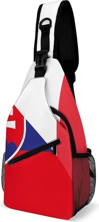 Generic France And Slovenia Flag Mens Crossbody Chest Sling Bag for Travel Hiking Lightweight Shoulder Bags with Small Side