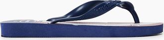 Havaianas Womens Womens Hav. Top Marvel Logomania Navy Blue Flip Flops - Size: 3/3.5/4