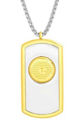 Steeltime Mens Two Tone Stainless Steel Dog Tag Pendant Necklace in Gold at Nordstrom Rack