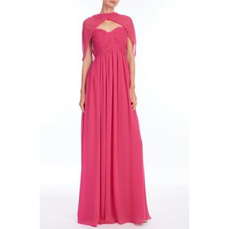 Badgley Mischka Strapless Cap Detail Gown in Magenta at Nordstrom, Size 10