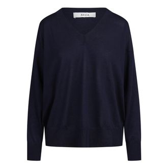 Jucca V-hals Gebreide Kleding - Dames - V-hals truien - Blauw - M - Wol - Truien & Vesten