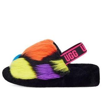 UGG (WMNS) UGG Fluff Yeah Party Spots Slipper Black 1125006-BLK