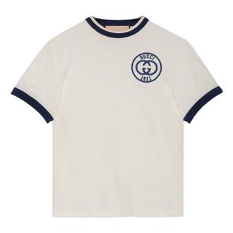 Gucci (WMNS) Gucci Cotton jersey T-shirt with Gucci embroidery Off White 756596-XJFV8-9088