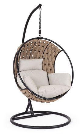 BIZZOTTO Silla colgante con coj&iacute;n de acero y cuerda sand