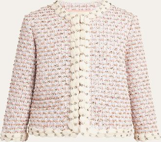 Valentino Garavani Boxy Crystal-Embellished Tweed Jacket