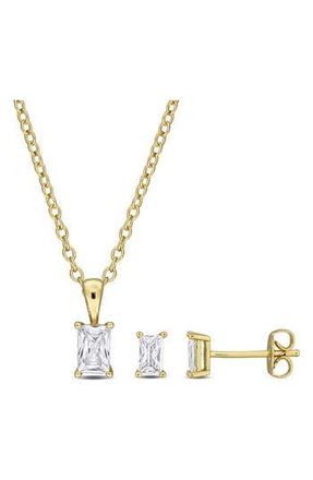 Delmar Radiant-Cut Cubic Zirconia Stud Earrings & Necklace Set in Gold at Nordstrom Rack