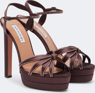 Aquazzura Soulmate Crystal satin platform sandals