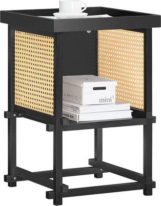 SoBuy Sobuy - Mesa Auxiliar Con Juntas De Espiga Mesita De Noche Mesa De Centro Para Sal&oacute;n Y Dormitorio 40 X 40 X 60 Cm Negro Hfbt03-sch Es