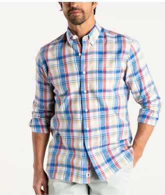 Duck Head Conolly Plaid Oxford Sport Shirt In Imperial Blue
